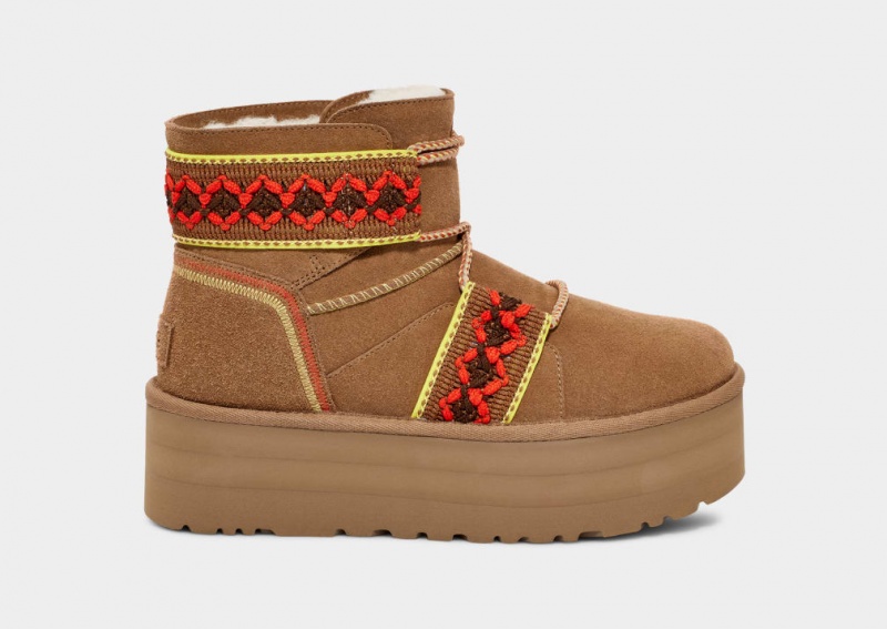 Ugg Klassiska Mini II Braid Platåstövlar Dam Bruna | XH4803619