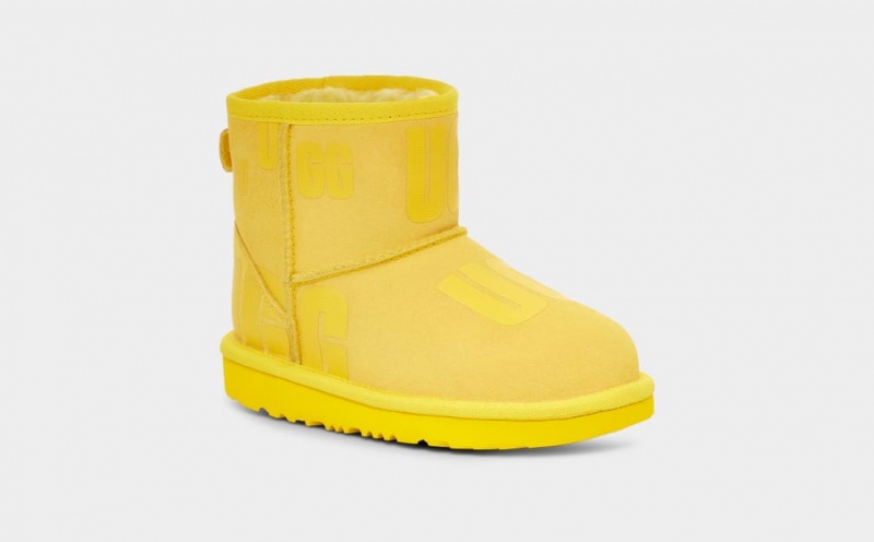 Ugg Klassiska Mini Scatter Tryck Stövlar Barn Gula | RA5073846