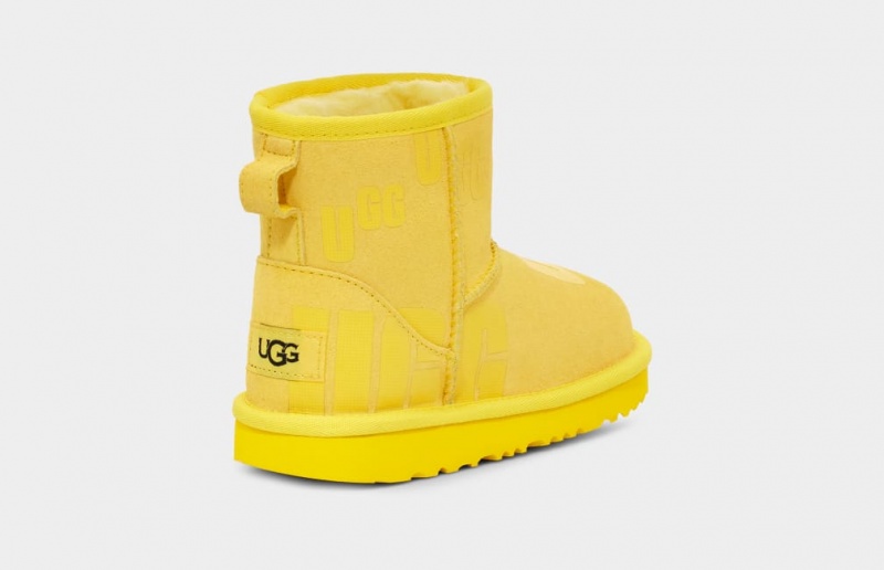 Ugg Klassiska Mini Scatter Tryck Stövlar Barn Gula | RA5073846