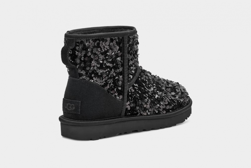 Ugg Klassiska Mini Tjock Sequin Stövlar Dam Svarta | BD6593201