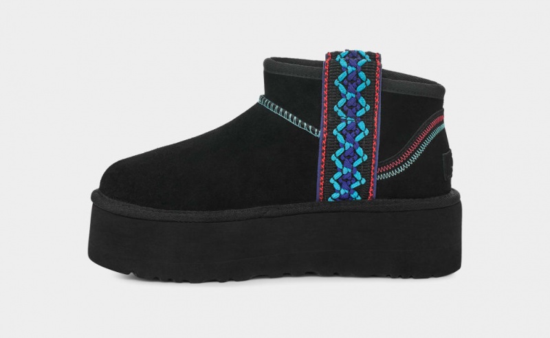 Ugg Klassiska Ultra Mini Braid Platåstövlar Dam Svarta | HY4325809