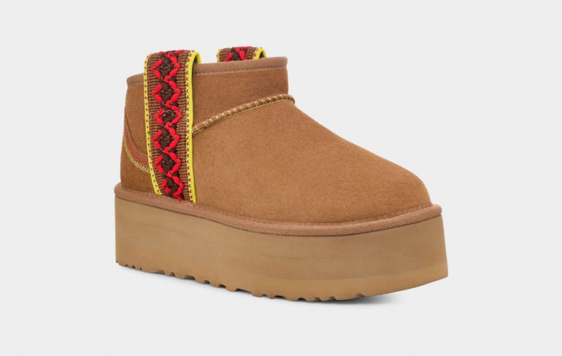 Ugg Klassiska Ultra Mini Braid Platåstövlar Dam Bruna | XI6281079