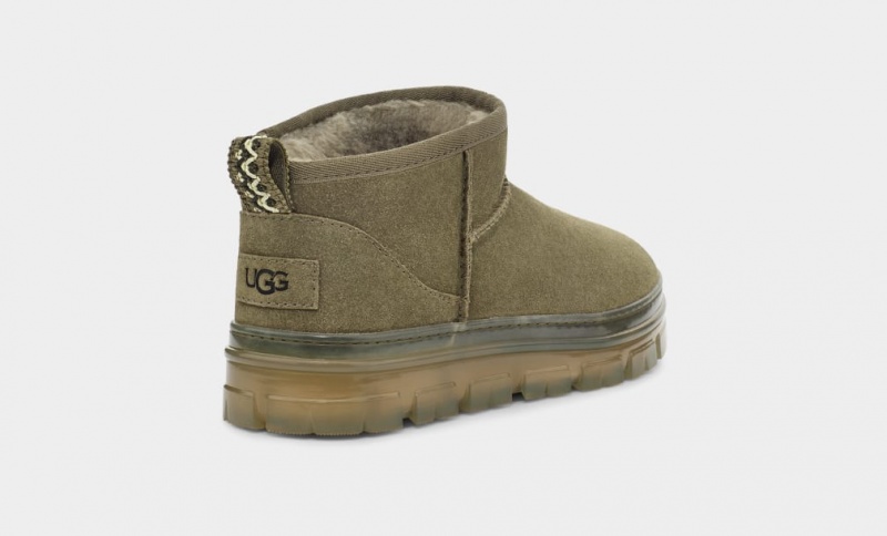 Ugg Klassiska Ultra Mini Clear Stövlar Dam Olivgröna | JQ1283570