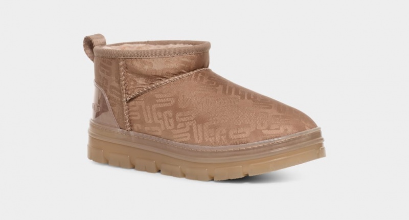 Ugg Klassiska Ultra Mini Monogram Stövlar Dam Bruna Grå | JB3924816