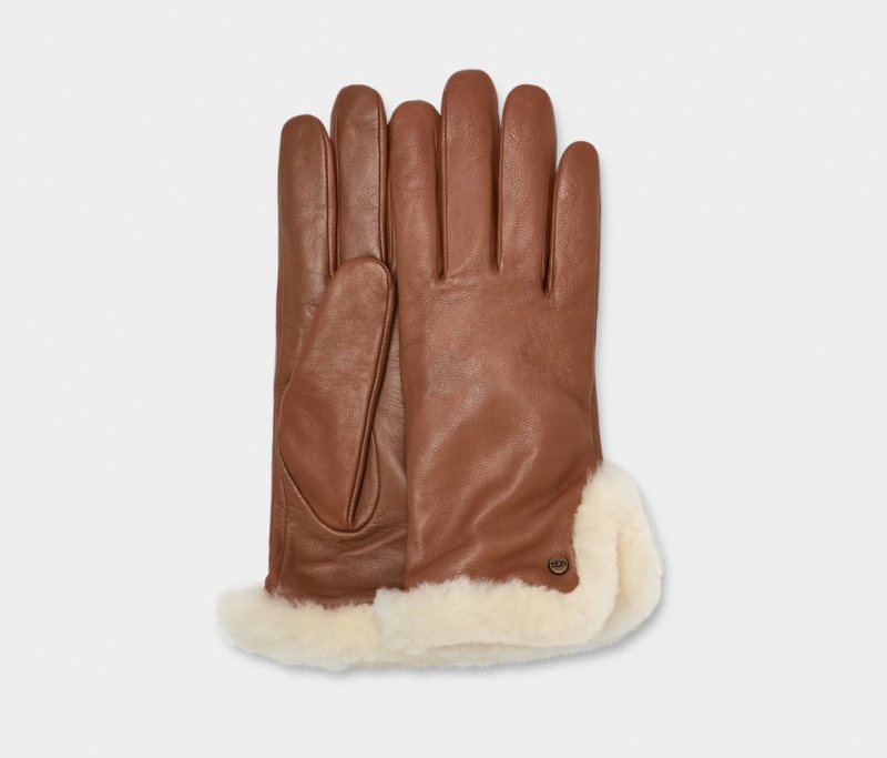 Ugg Läder Sheepskin Vent Handskar Dam Bruna | RI6283019