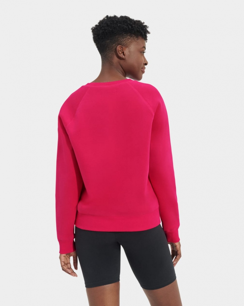 Ugg Madeline Fuzzy Logo Crewneck Sweatshirt Dam Rosa Mörkröda | OG2068973