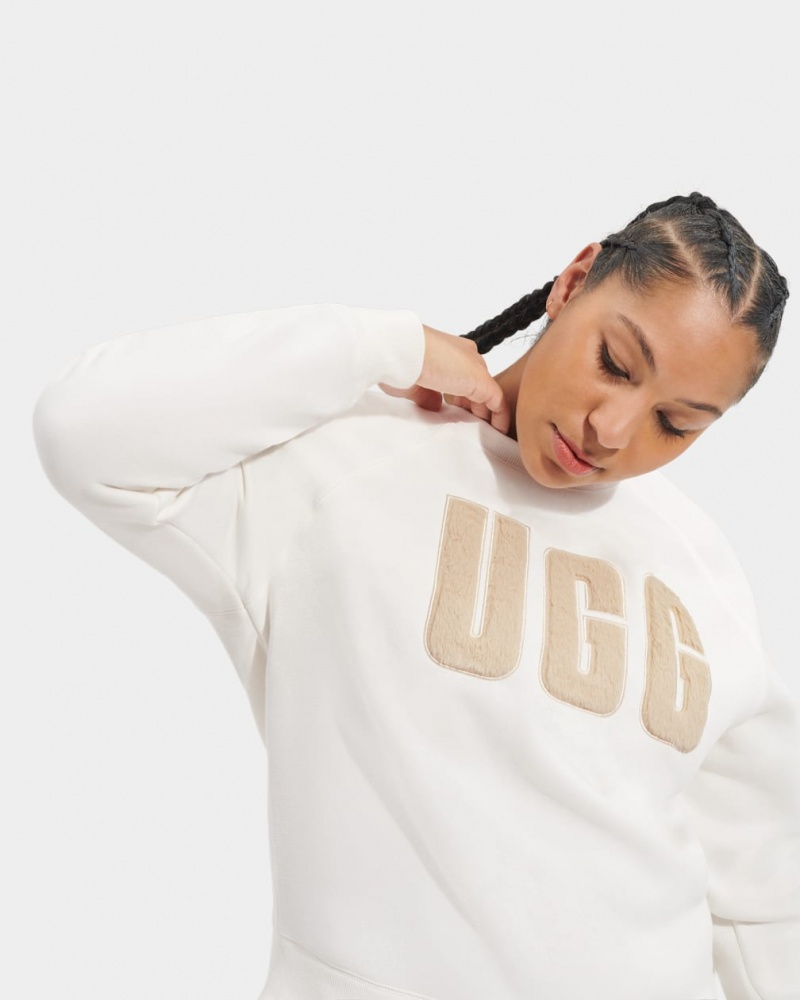 Ugg Madeline Fuzzy Logo Crewneck Sweatshirt Dam Bruna | SJ0724658