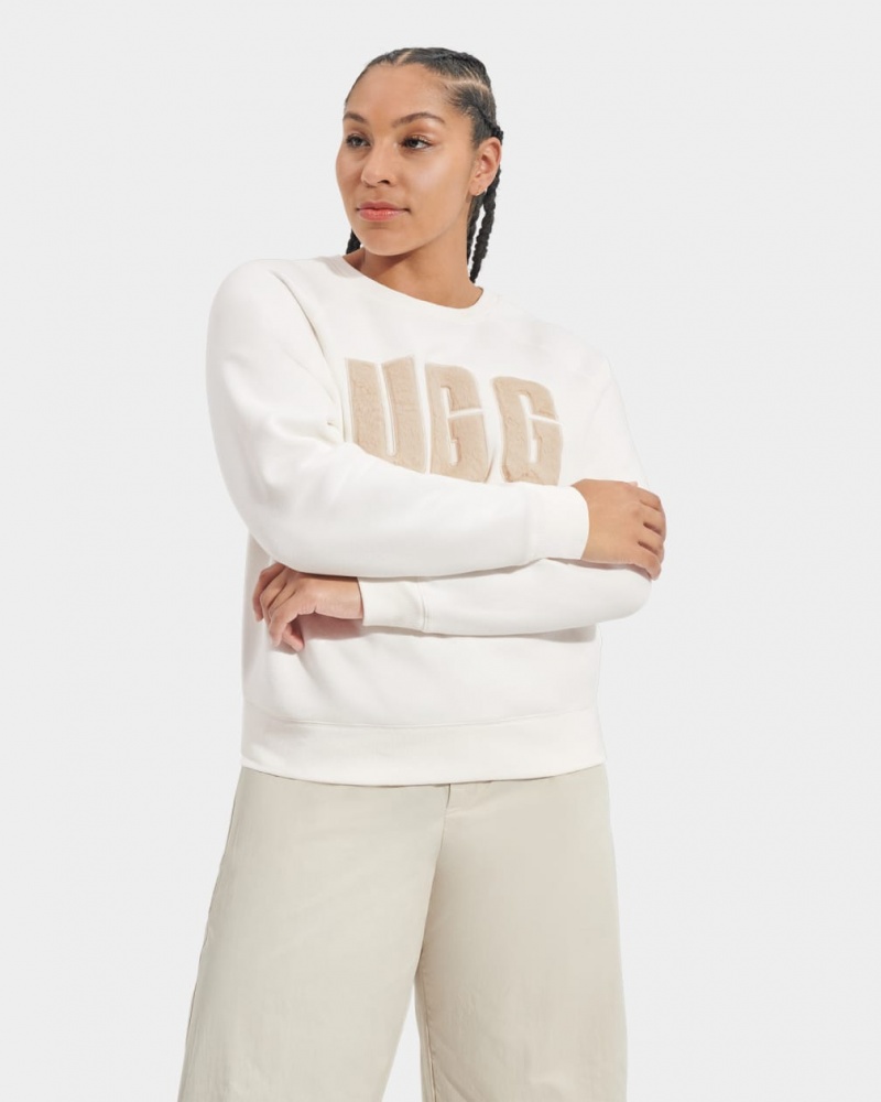 Ugg Madeline Fuzzy Logo Crewneck Sweatshirt Dam Bruna | SJ0724658