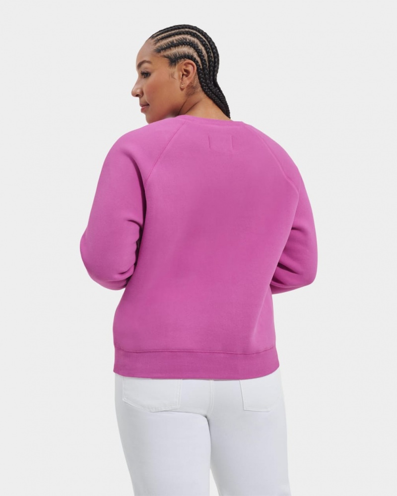 Ugg Madeline Fuzzy Logo Crewneck Sweatshirt Dam Rosa | SW7504238