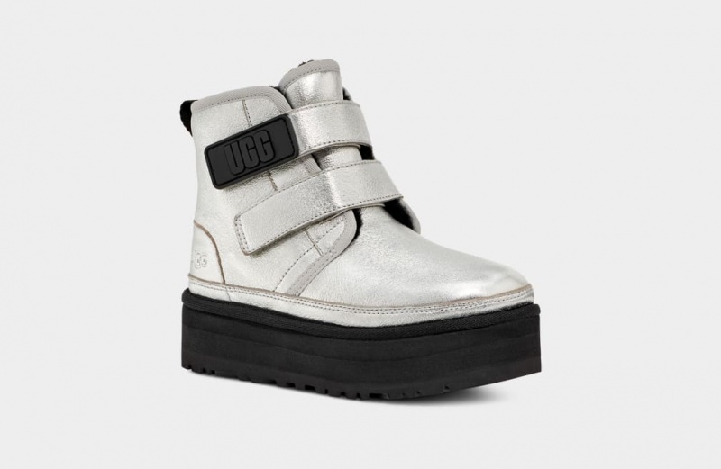 Ugg Neumel Läder Stövlar Barn Silver Metal | OE7682490