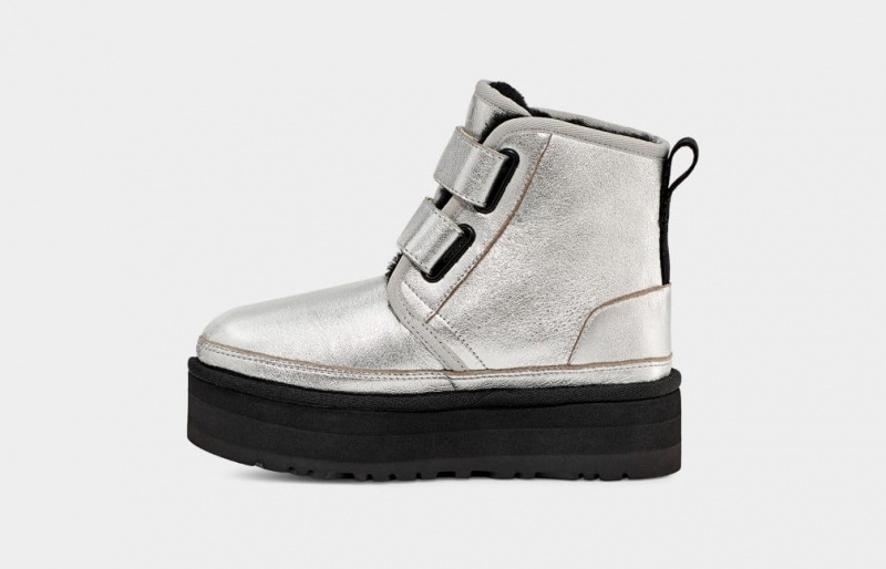 Ugg Neumel Läder Stövlar Barn Silver Metal | OE7682490