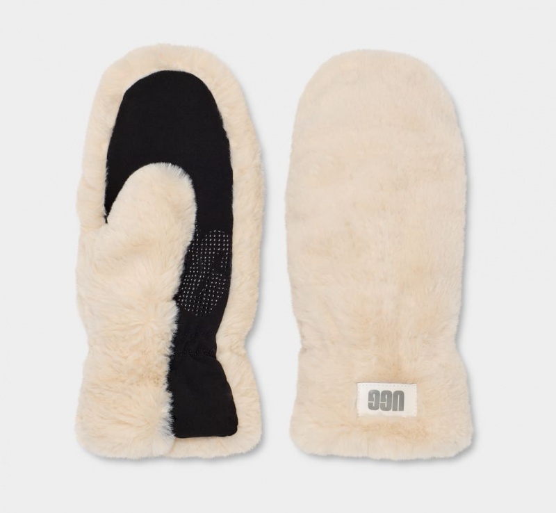 Ugg Quiltad Faux Fur Mitten Handskar Dam Beige | VQ9374265