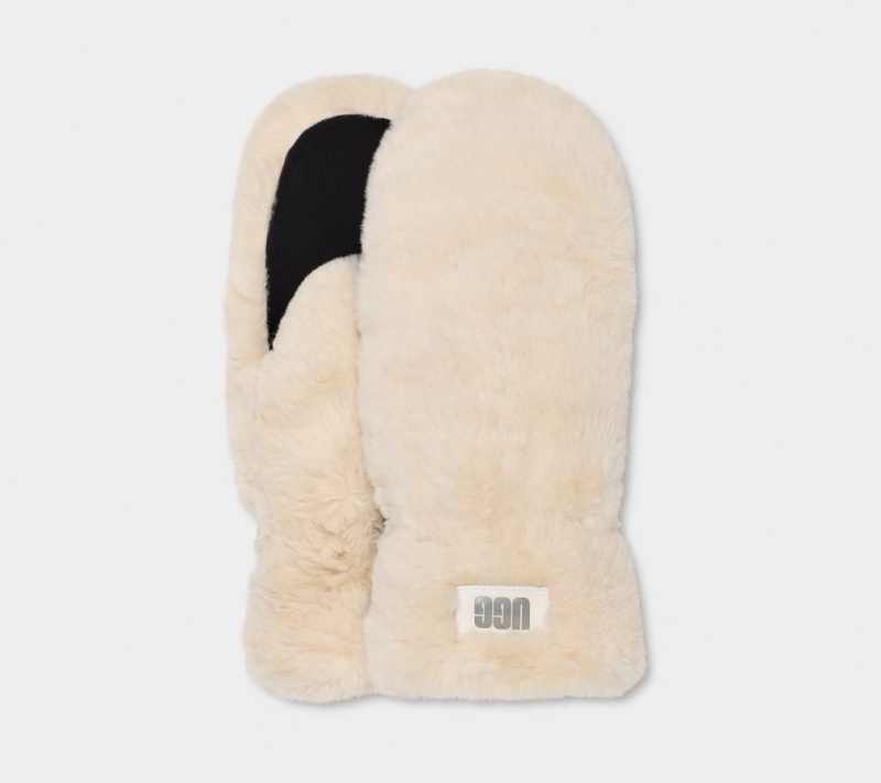 Ugg Quiltad Faux Fur Mitten Handskar Dam Beige | VQ9374265