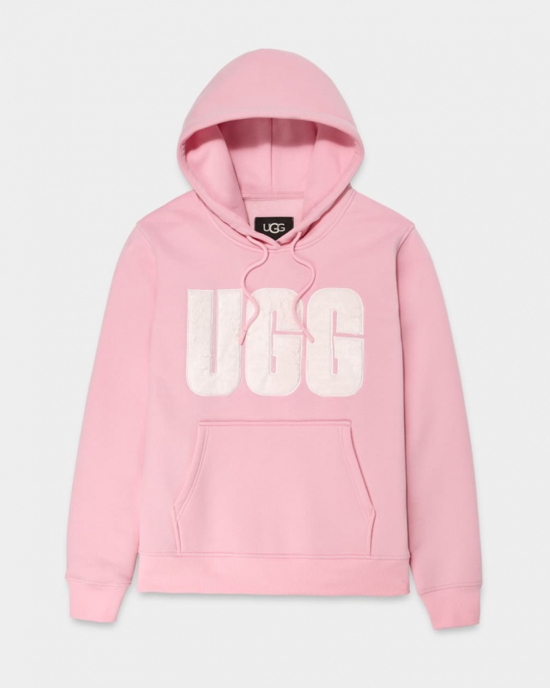 Ugg Rey Fuzzy Logo Hoodie Dam Rosa | RF0679183