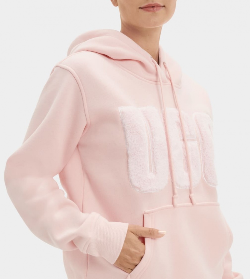 Ugg Rey Fuzzy Logo Hoodie Dam Rosa | RM3297068