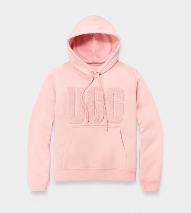 Ugg Rey Fuzzy Logo Hoodie Dam Rosa | RM3297068