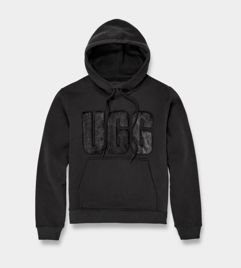 Ugg Rey Fuzzy Logo Hoodie Dam Svarta | GF1207853