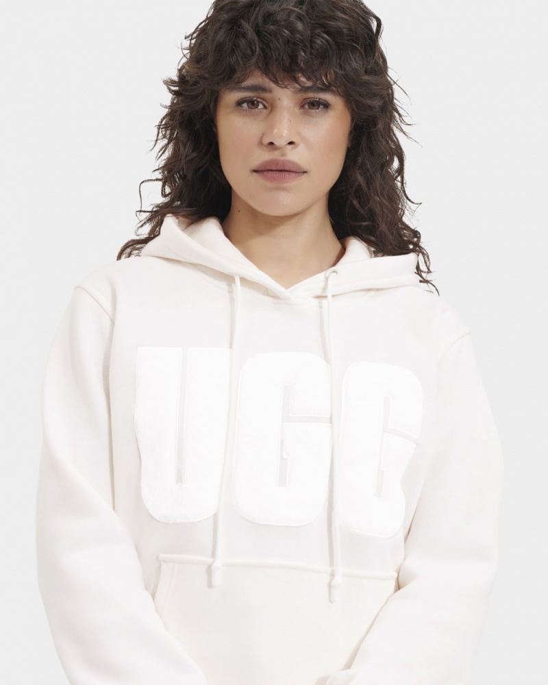 Ugg Rey Fuzzy Logo Hoodie Dam Vita | NZ2893170