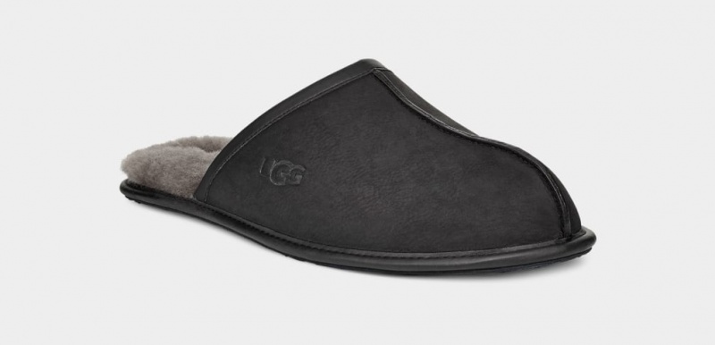 Ugg Scuff Läder Tofflor Herr Svarta | NQ2946351