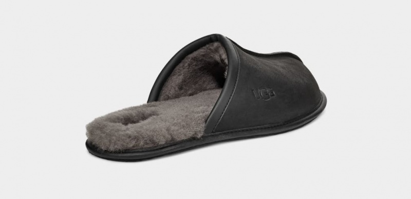 Ugg Scuff Läder Tofflor Herr Svarta | NQ2946351