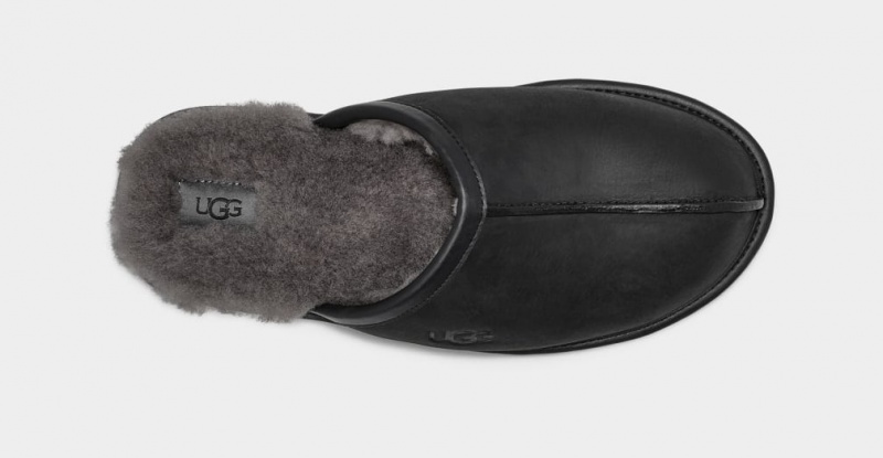 Ugg Scuff Läder Tofflor Herr Svarta | NQ2946351