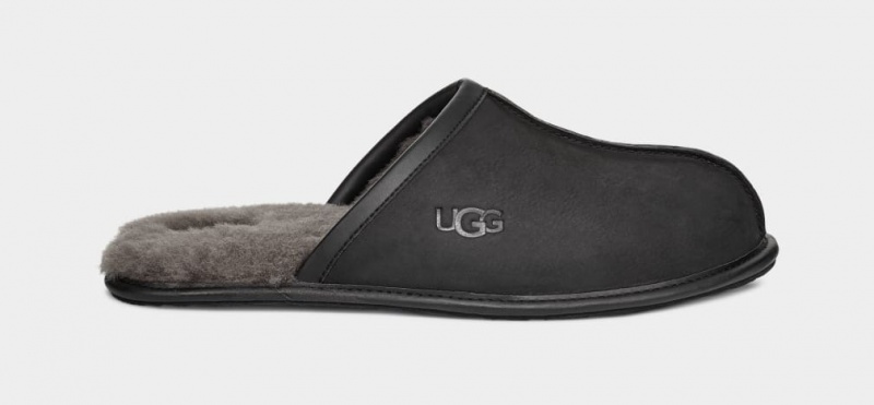 Ugg Scuff Läder Tofflor Herr Svarta | NQ2946351