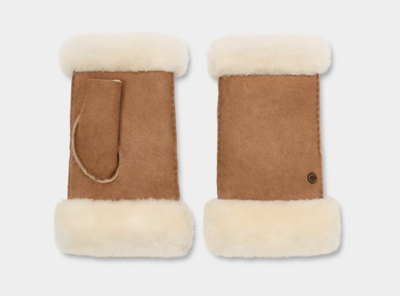 Ugg Sheepskin Fingerless Handskar Dam Bruna | YN1852463