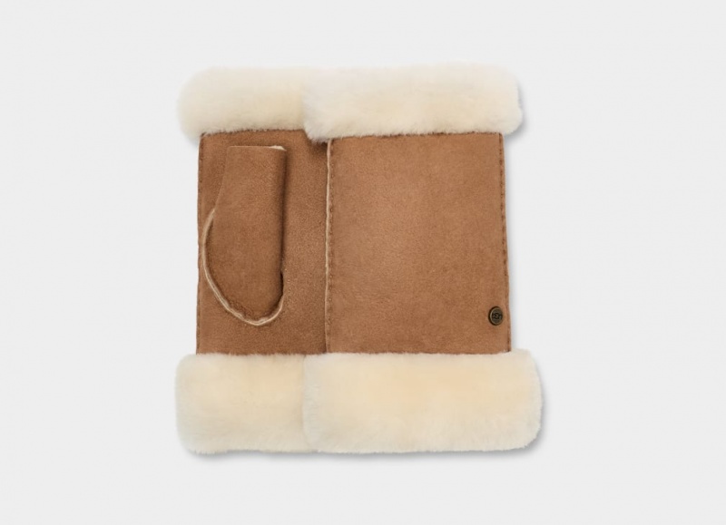 Ugg Sheepskin Fingerless Handskar Dam Bruna | YN1852463