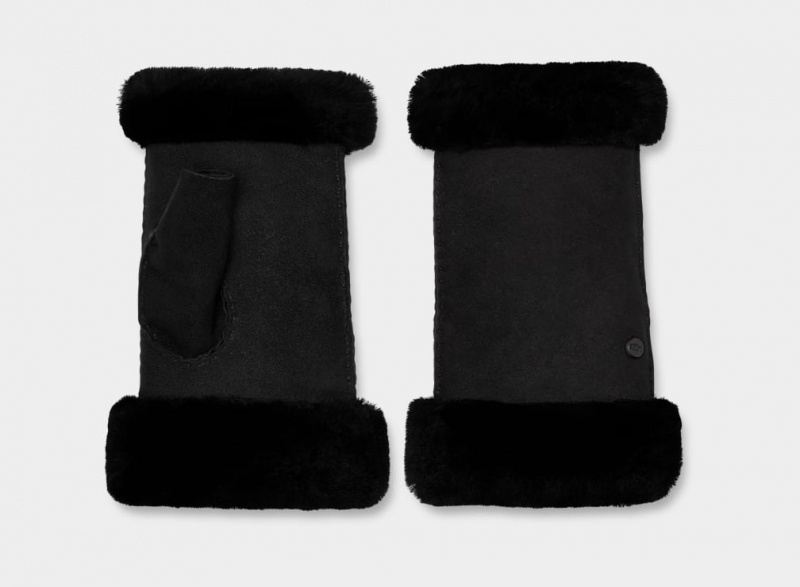 Ugg Sheepskin Fingerless Handskar Dam Svarta | PF0471865