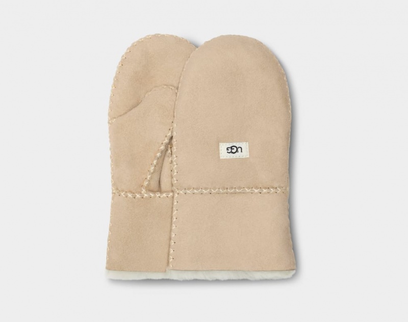 Ugg Sheepskin Mitten with Stitch Handskar Barn Bruna | TY6751432