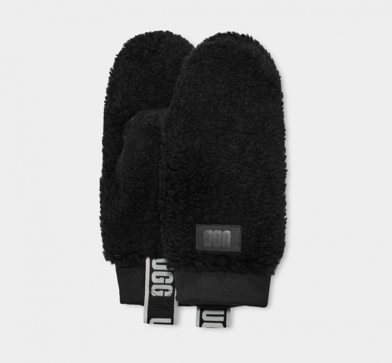 Ugg Sherpa Mitten W Logo Tape Handskar Dam Svarta | BS1602985