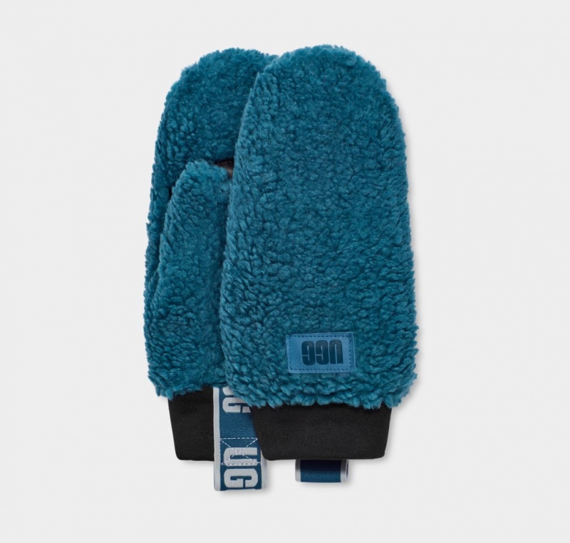 Ugg Sherpa Mitten W Logo Tape Handskar Dam Blå | JS4035186