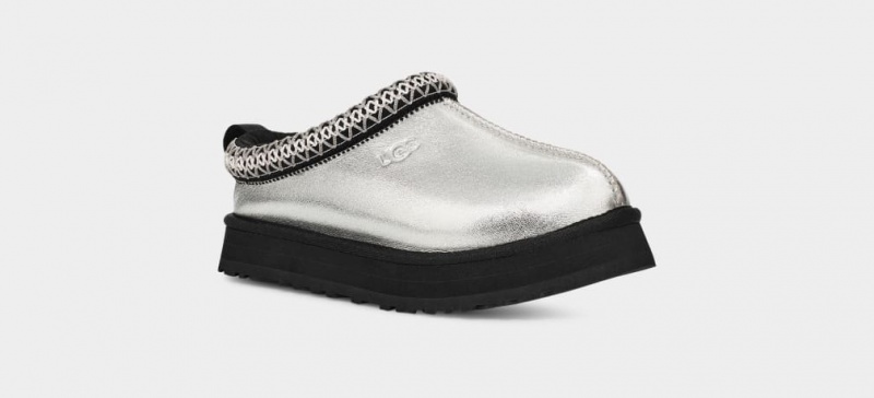 Ugg Tazz Läder Tofflor Barn Silver Metal | AZ0829574